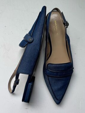 Ann Taylor Factory Denim Chambray Slingback Flats